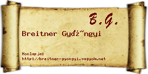 Breitner Gyöngyi névjegykártya